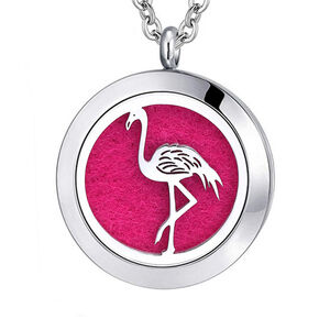 Aromatherapy Essential Oil Diffuser Necklace Flamingo Stainless Steel